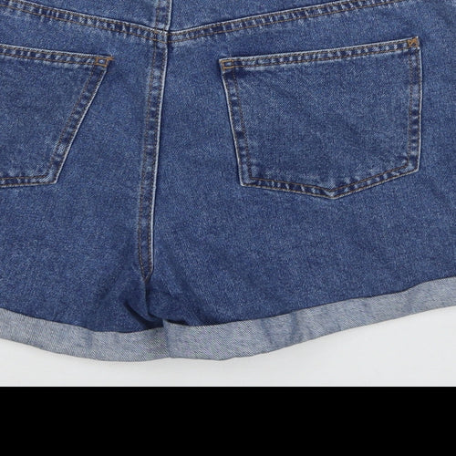 Denim & Co. Womens Blue Cotton Mom Shorts Size 10 L3 in Regular Zip