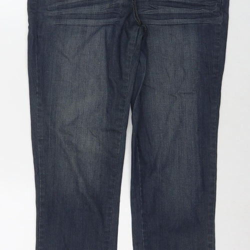 Camaieu Womens Blue Cotton Straight Jeans Size 12 L26 in Regular Zip