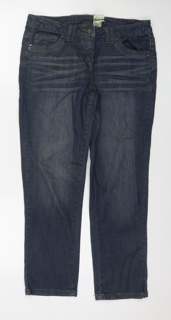Camaieu Womens Blue Cotton Straight Jeans Size 12 L26 in Regular Zip