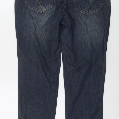 Camaieu Womens Blue Cotton Straight Jeans Size 12 L26 in Regular Zip