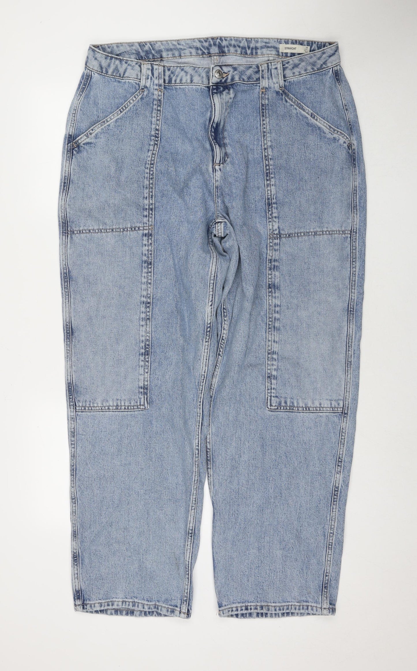 Marks and Spencer Womens Black Cotton Straight Jeans Size 20 L31 in Regular Zip