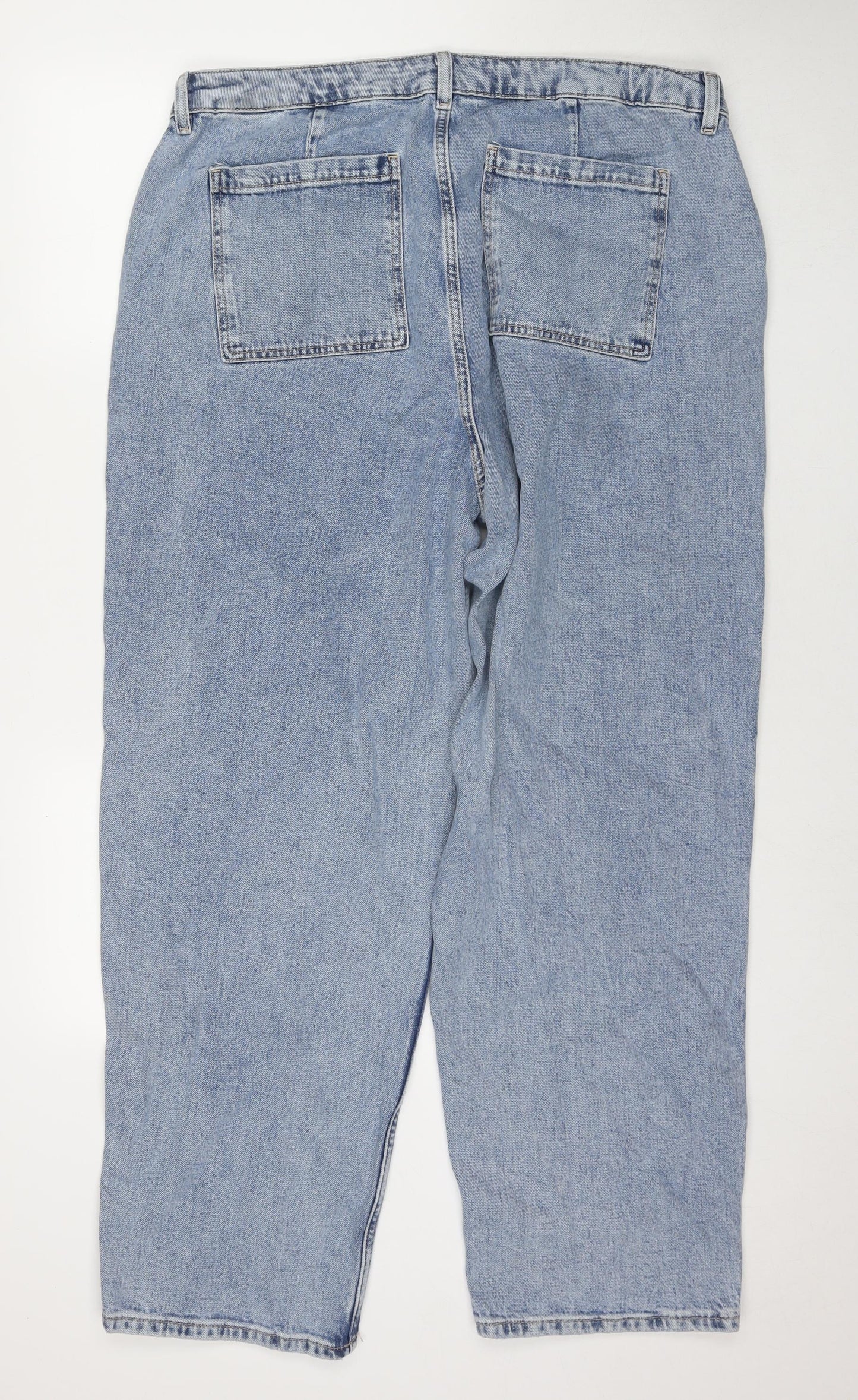 Marks and Spencer Womens Black Cotton Straight Jeans Size 20 L31 in Regular Zip