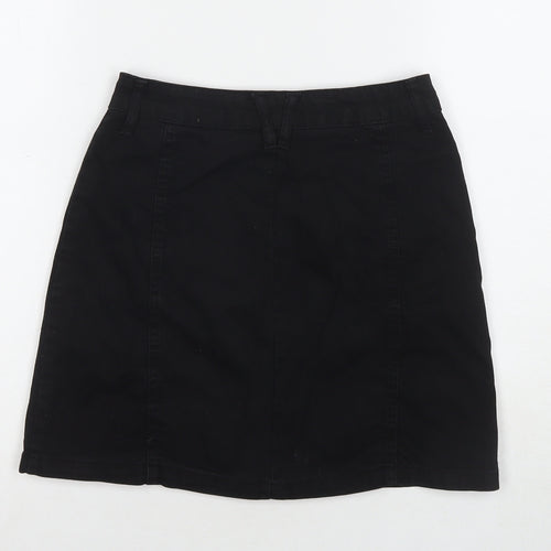 Stradivarius Womens Black Cotton A-Line Skirt Size 6 Zip