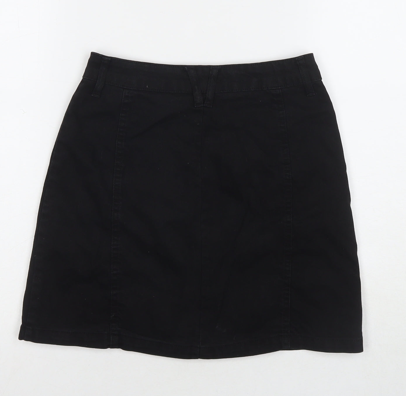Stradivarius Womens Black Cotton A-Line Skirt Size 6 Zip