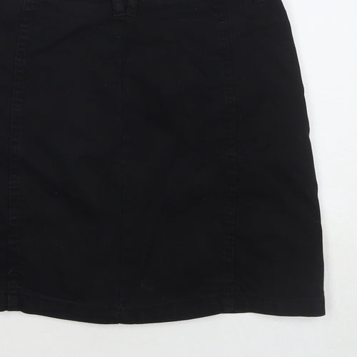 Stradivarius Womens Black Cotton A-Line Skirt Size 6 Zip