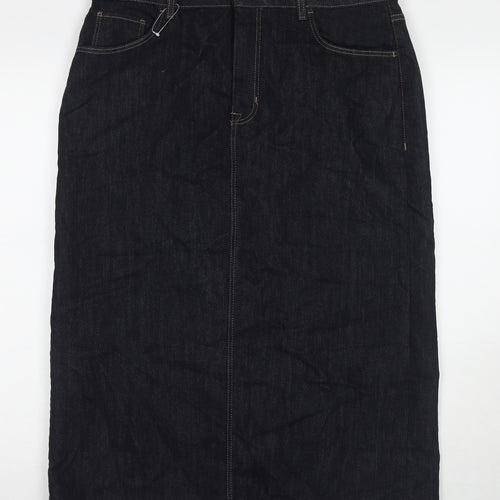 Marks and Spencer Womens Blue Polyester A-Line Skirt Size 16 Zip