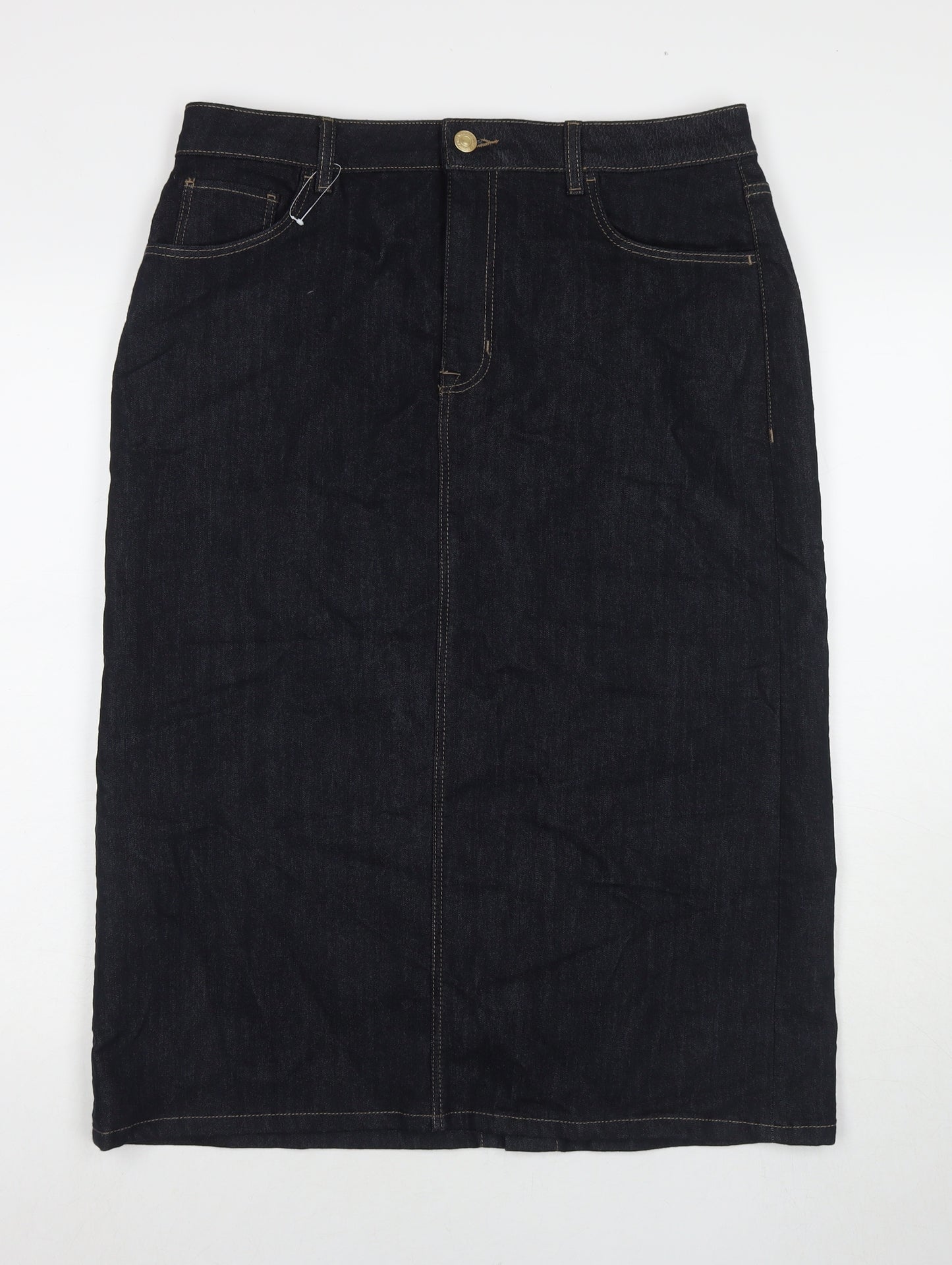 Marks and Spencer Womens Blue Polyester A-Line Skirt Size 16 Zip