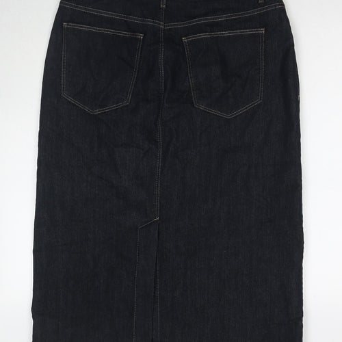 Marks and Spencer Womens Blue Polyester A-Line Skirt Size 16 Zip