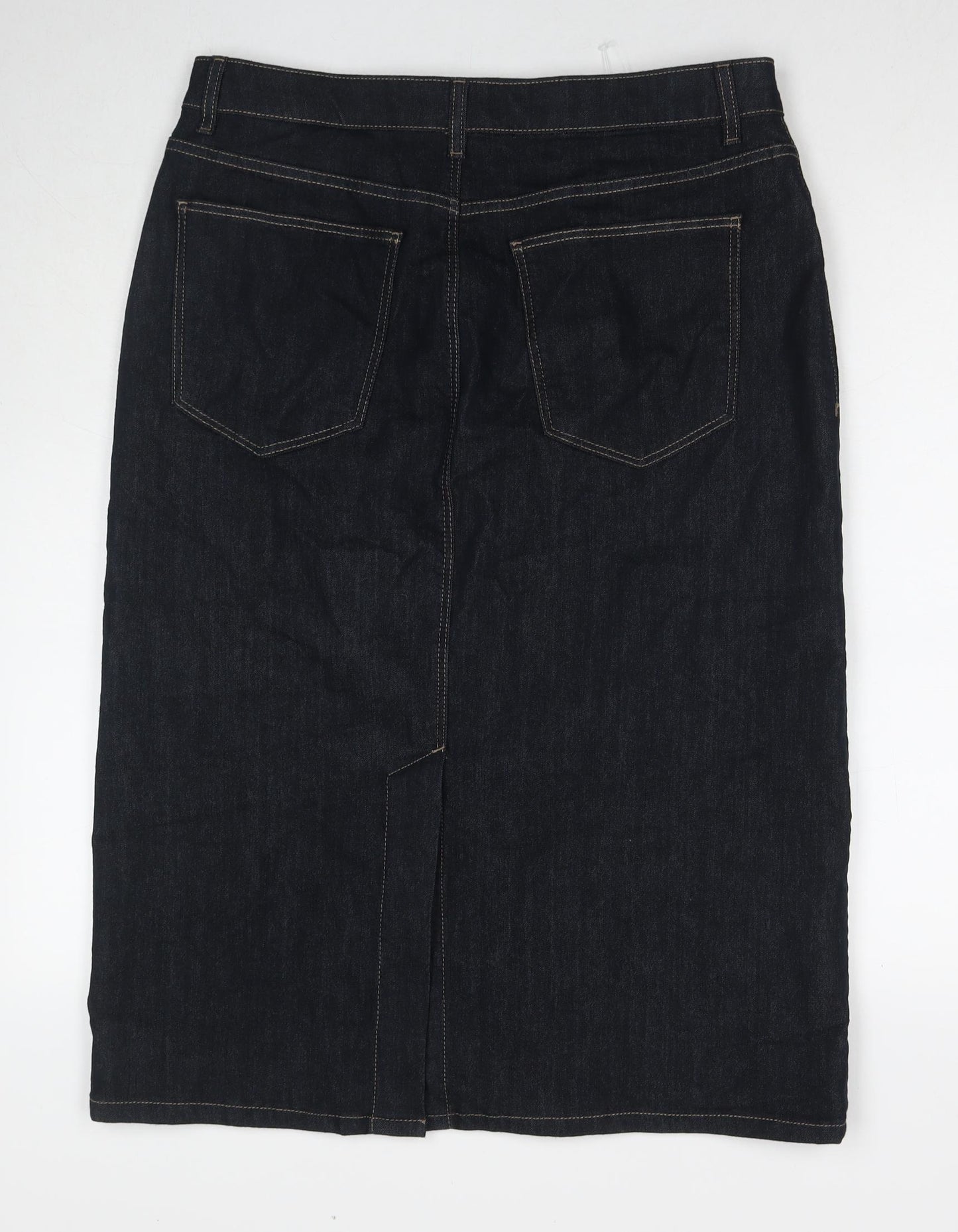 Marks and Spencer Womens Blue Polyester A-Line Skirt Size 16 Zip
