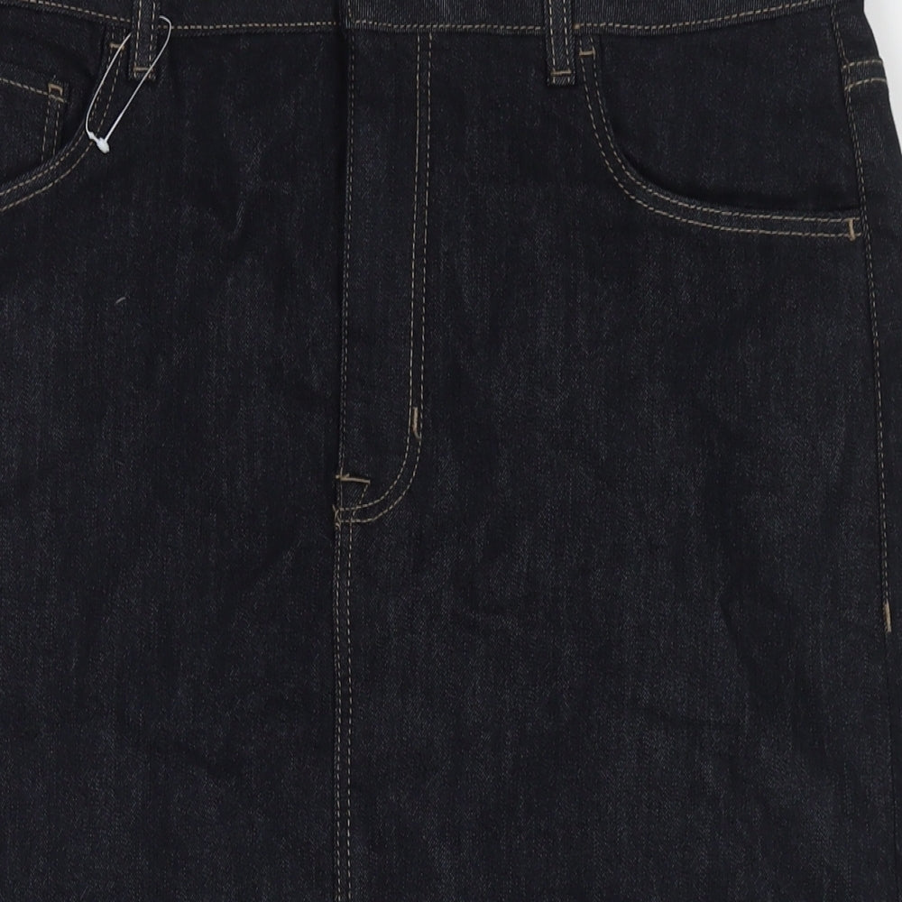 Marks and Spencer Womens Blue Polyester A-Line Skirt Size 16 Zip