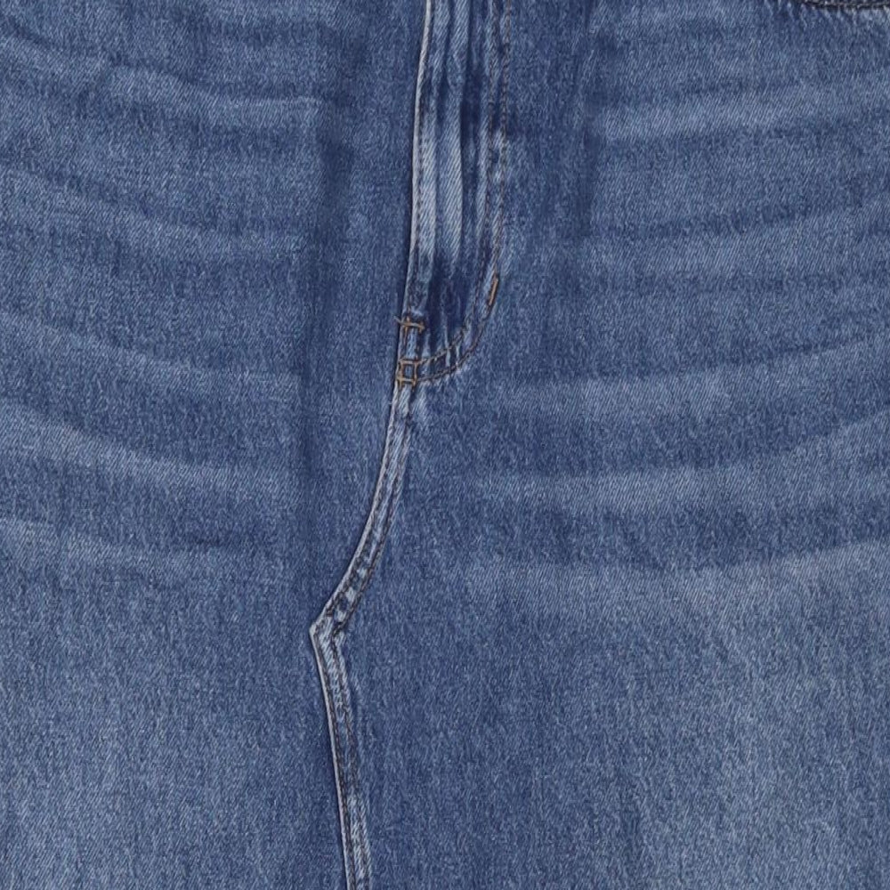 Marks and Spencer Womens Blue Cotton Maxi Skirt Size 18 Zip