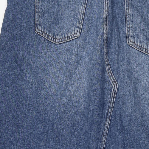 Marks and Spencer Womens Blue Cotton Maxi Skirt Size 18 Zip