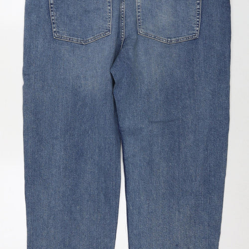 Per Una Womens Blue Cotton Straight Jeans Size 18 L27 in Regular Zip