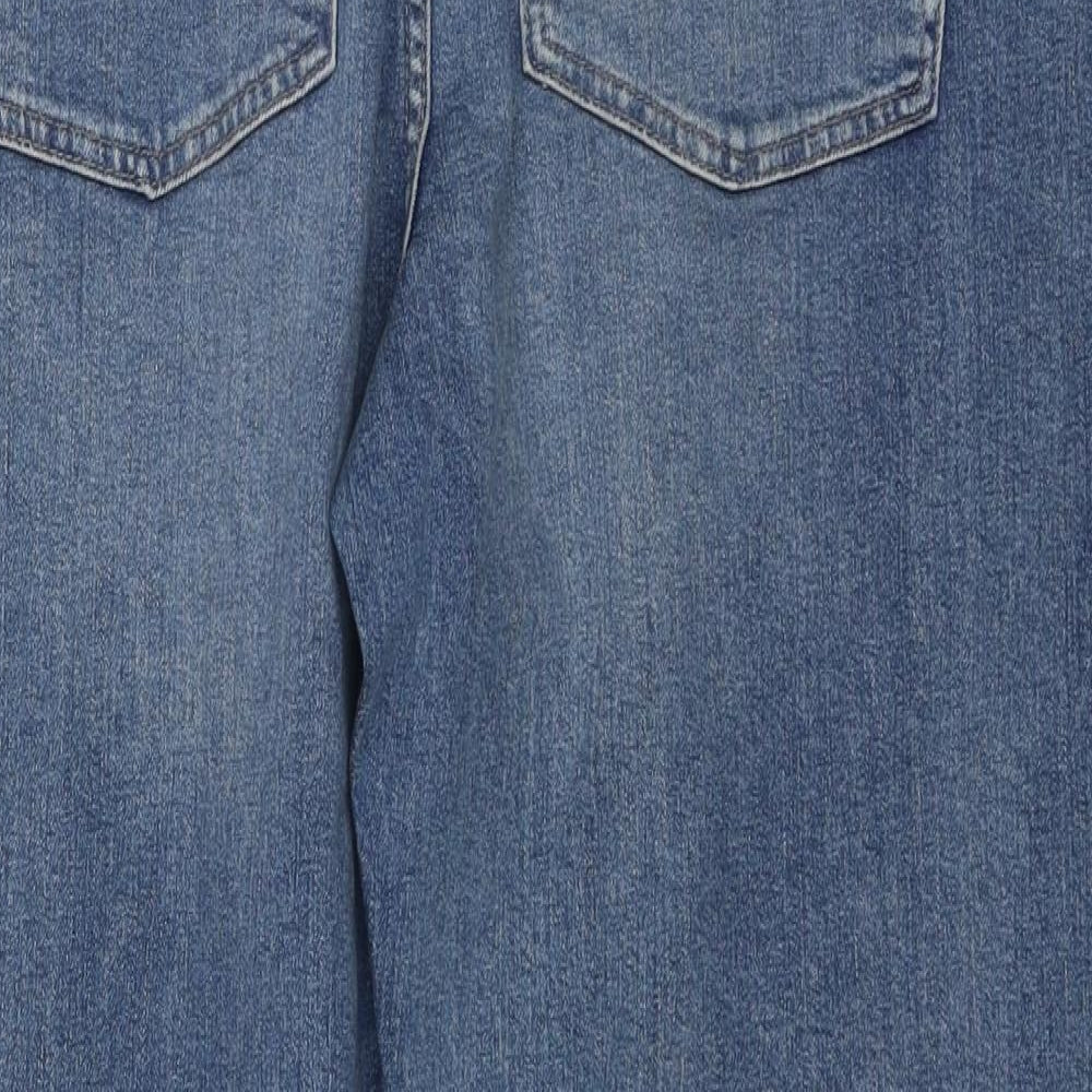 Per Una Womens Blue Cotton Straight Jeans Size 18 L27 in Regular Zip