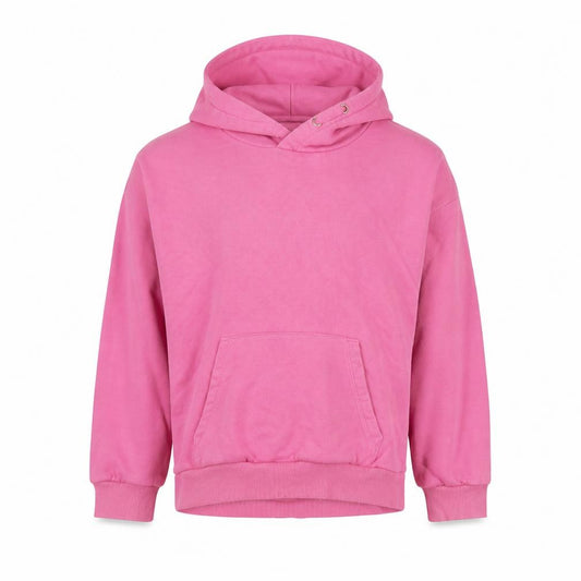 Front view of Marks & Spencer girls’ pink cotton pullover hoodie, size 8-9, years pullover