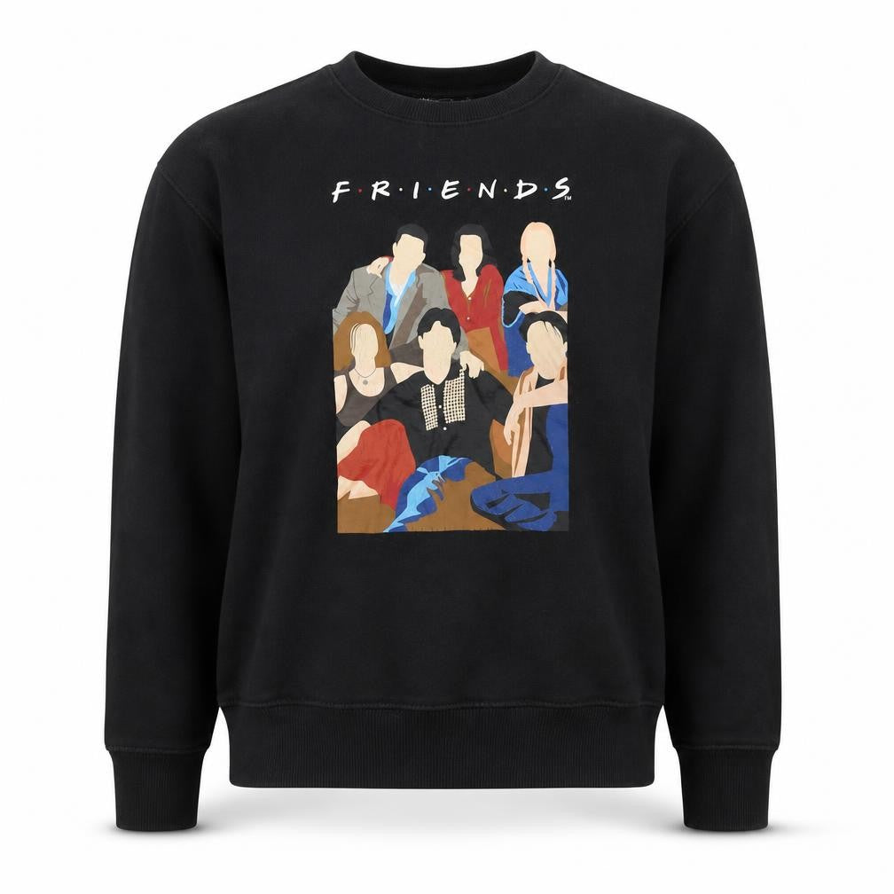 Front view of Friends women’s black cotton pullover sweatshirt size 2xs pullover - friends