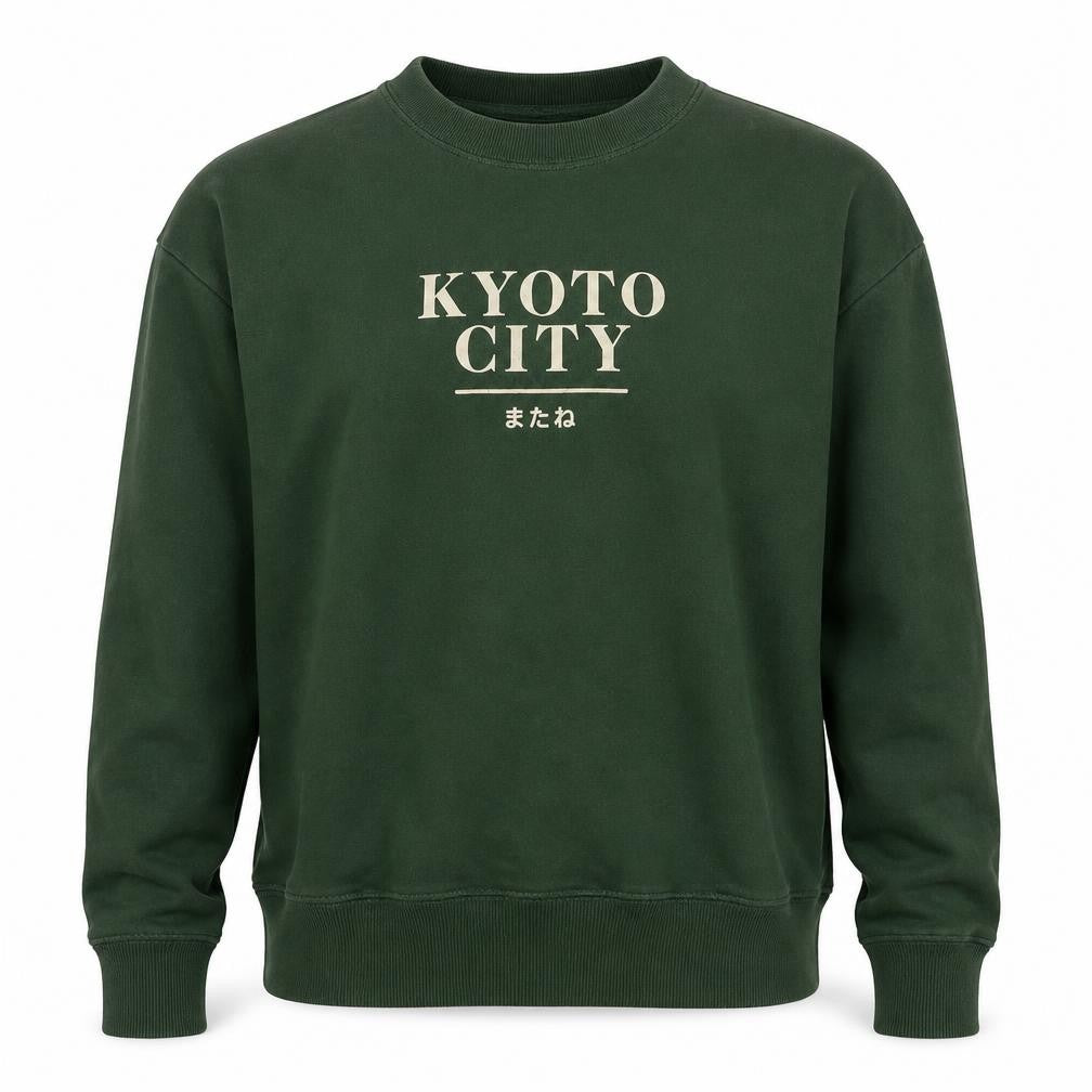 Front view of Pull&Bear women’s green cotton pullover hoodie, size M, pullover - tokyo city