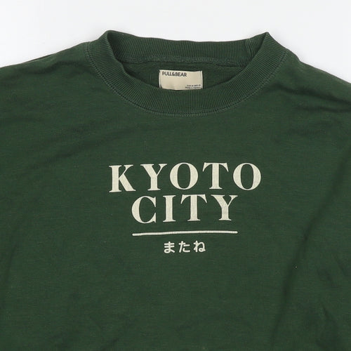 Pull&Bear Womens Green Cotton Pullover Hoodie Size M Pullover - Tokyo City