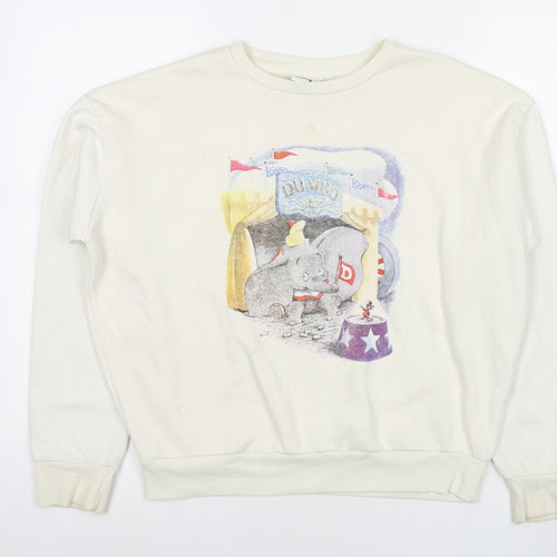 Disney Womens Ivory Cotton Pullover Sweatshirt Size XS Pullover - Dumbo