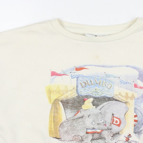Disney Womens Ivory Cotton Pullover Sweatshirt Size XS Pullover - Dumbo