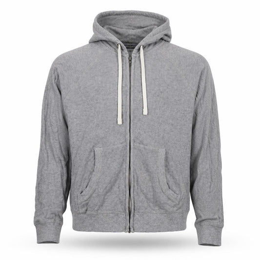 Front view of Burton men’s grey cotton full zip hoodie, size M