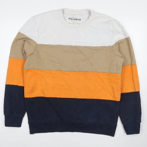 Pull&Bear Womens Multicoloured Colourblock Cotton Pullover Sweatshirt Size L Pullover