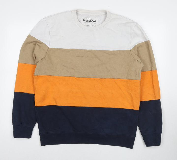 Pull&Bear Womens Multicoloured Colourblock Cotton Pullover Sweatshirt Size L Pullover