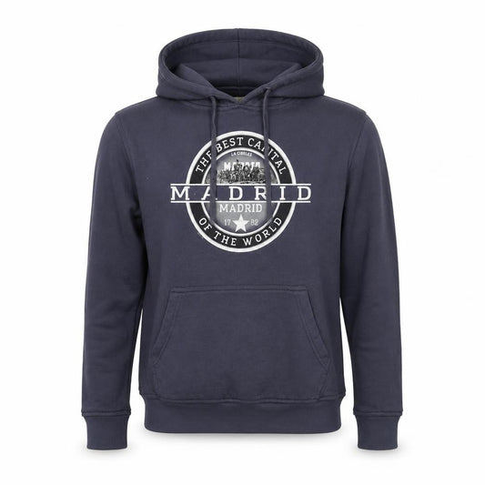 Front view of Safon men’s grey cotton pullover hoodie, size S, - madrid