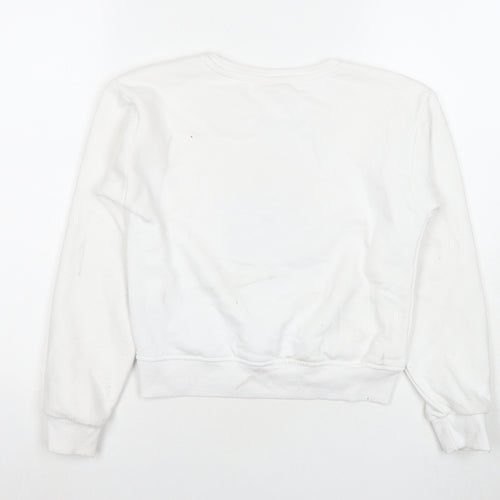 Wednesday Girls White Cotton Pullover Sweatshirt Size 10-11 Years Pullover - Wednesday Addams Family