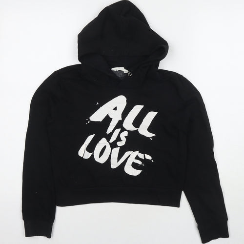H&M Girls Black Cotton Pullover Hoodie Size 11-12 Years Pullover - All Is Love