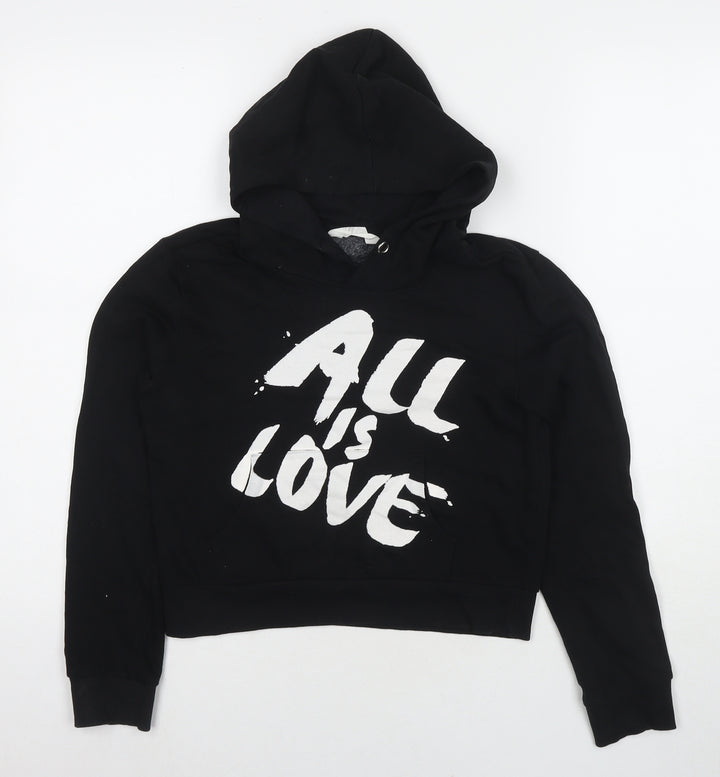 H&M Girls Black Cotton Pullover Hoodie Size 11-12 Years Pullover - All Is Love