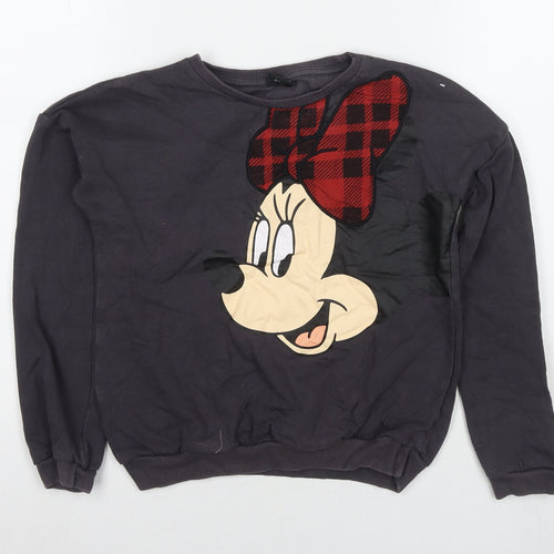 Disney Girls Grey Cotton Pullover Sweatshirt Size 9-10 Years Pullover - Minnie Mouse