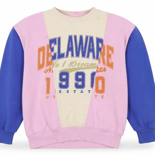 H&M Girls Multicoloured Colourblock Cotton Pullover Sweatshirt Size 10-11 Years Pullover - Delaware 1990 Age 10-12Years