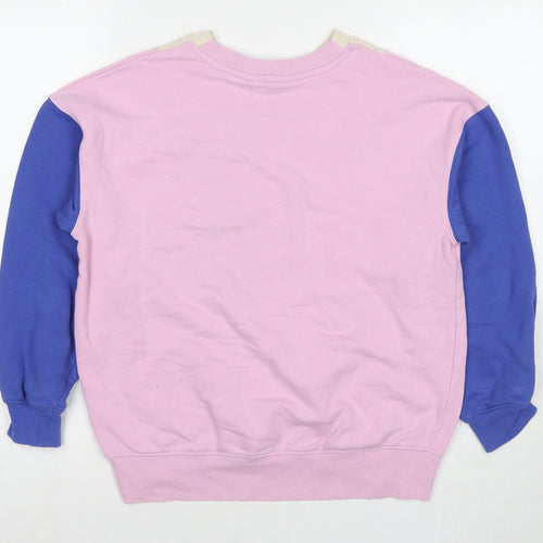 H&M Girls Multicoloured Colourblock Cotton Pullover Sweatshirt Size 10-11 Years Pullover - Delaware 1990 Age 10-12Years