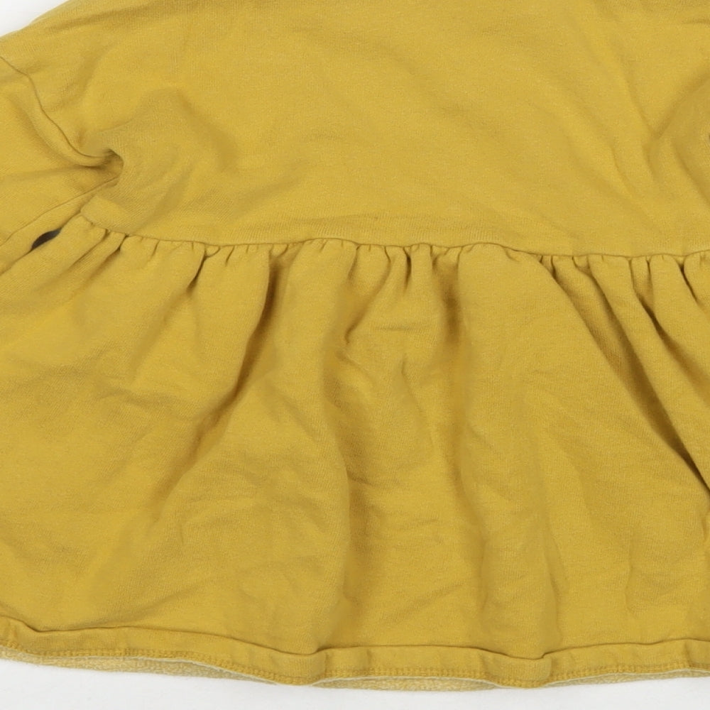 NEXT Girls Yellow Cotton Jumper Dress Size 2-3 Years Round Neck Pullover