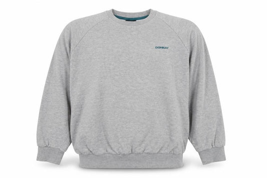 Front view of Donnay men’s grey cotton pullover sweatshirt, size M