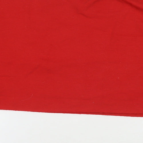 PRETTYLITTLETHING Womens Red Cotton Pullover Hoodie Size L Pullover - Cropped Let's Get Piste Mountains