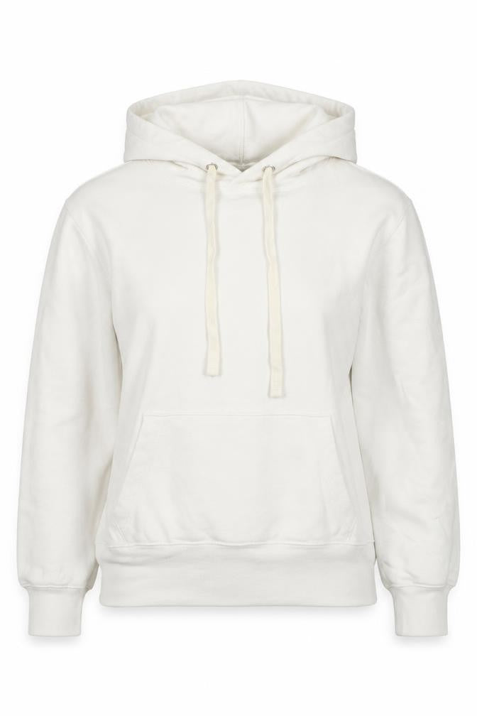 Front view of Gap women’s white cotton pullover hoodie, size XS, pullover