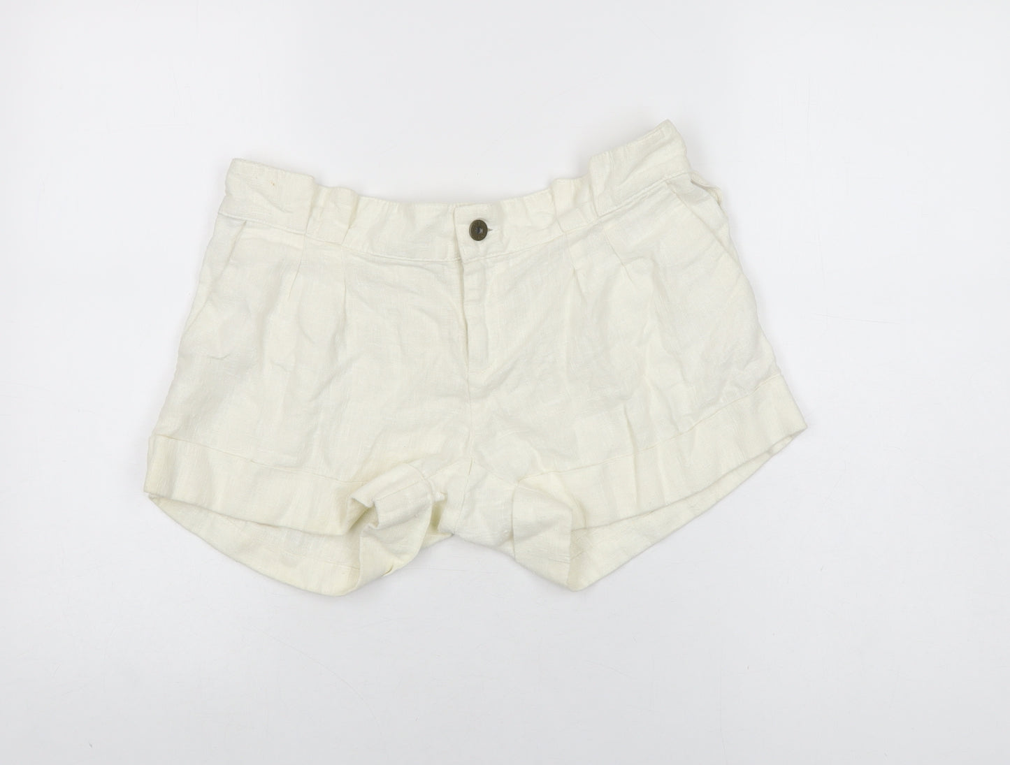 Moto Womens Ivory Linen Basic Shorts Size 12 Regular Zip