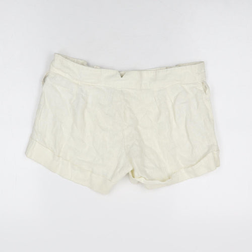 Moto Womens Ivory Linen Basic Shorts Size 12 Regular Zip