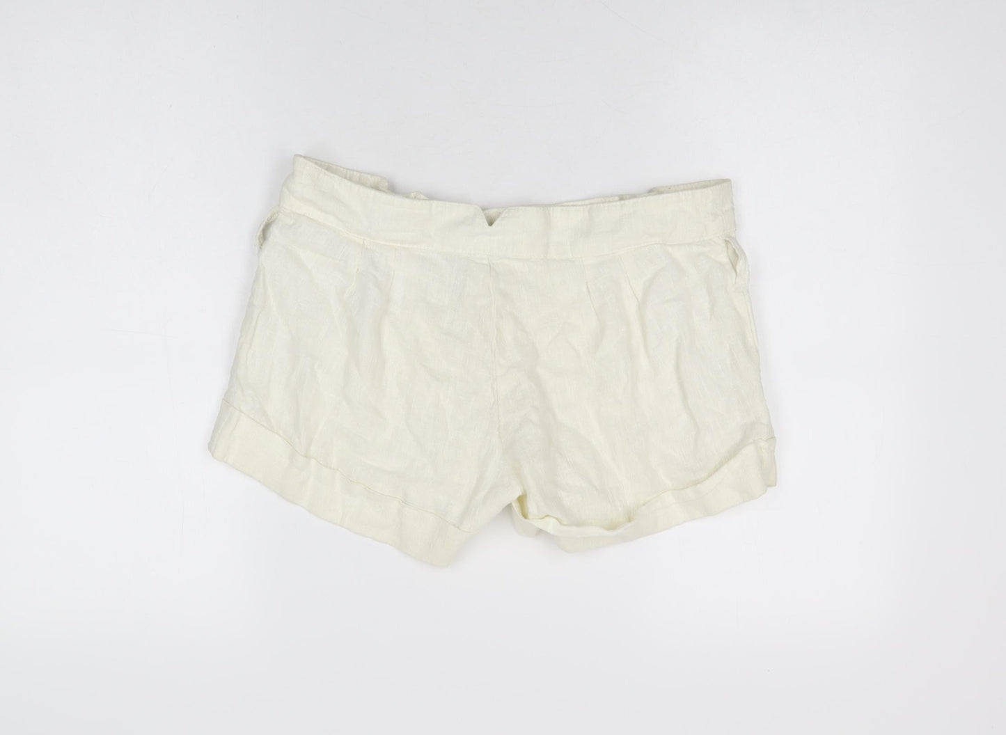 Moto Womens Ivory Linen Basic Shorts Size 12 Regular Zip