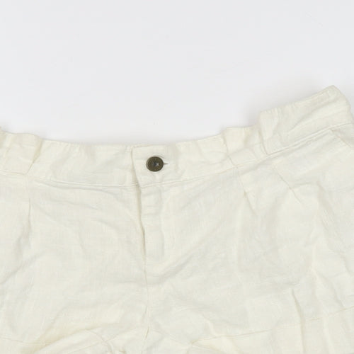 Moto Womens Ivory Linen Basic Shorts Size 12 Regular Zip