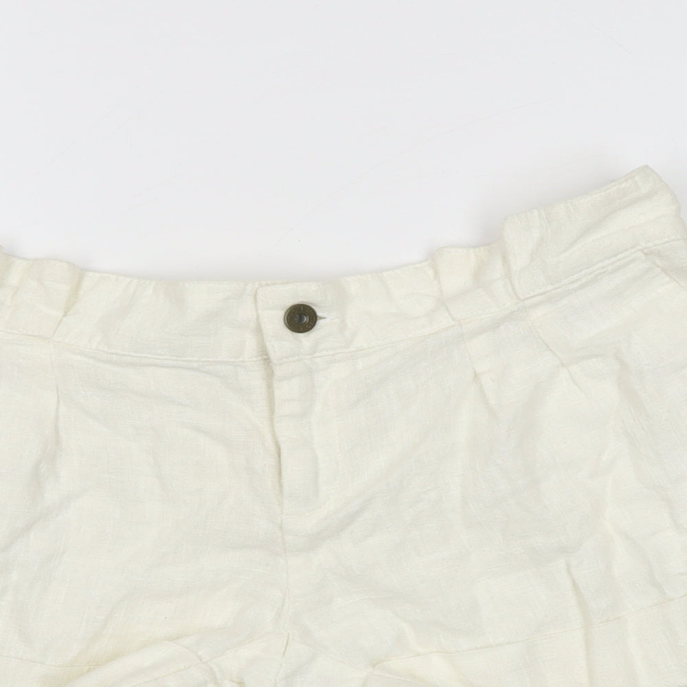 Moto Womens Ivory Linen Basic Shorts Size 12 Regular Zip