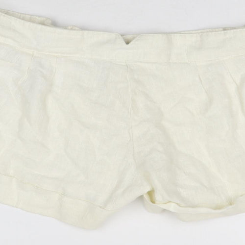 Moto Womens Ivory Linen Basic Shorts Size 12 Regular Zip