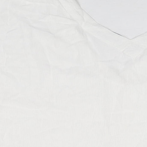 Cerulean Collection Womens White Viscose Basic T-Shirt Size 2XL V-Neck