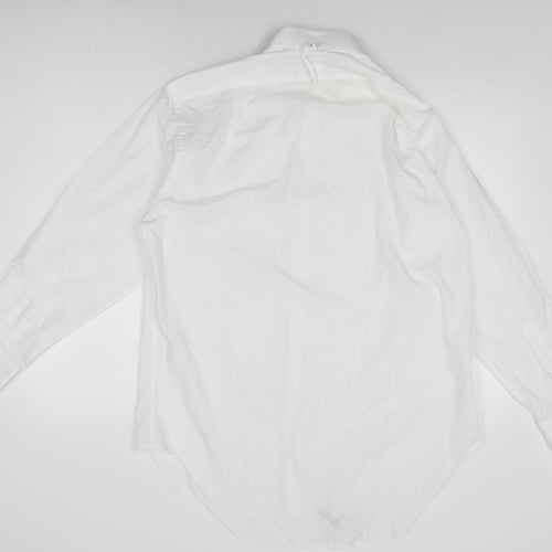 T.M.Lewin Mens White Cotton Dress Shirt Size L Collared Button