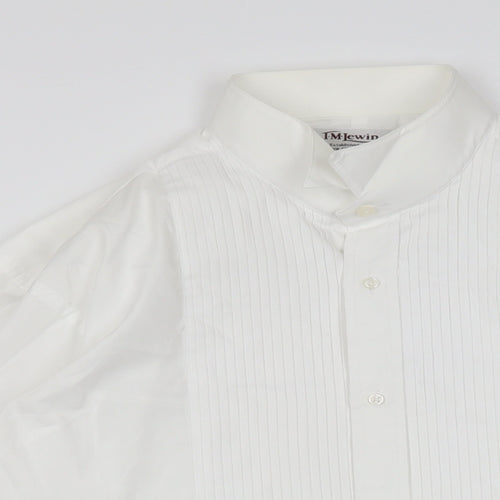 T.M.Lewin Mens White Cotton Dress Shirt Size L Collared Button