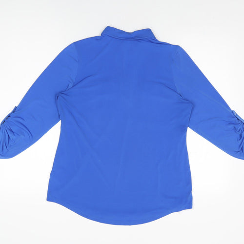 Jones New York Womens Blue Polyester Basic T-Shirt Size S Collared