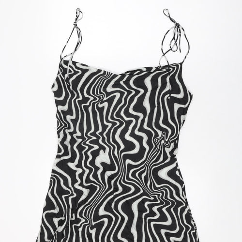 Zara Womens Black Geometric Viscose Basic Blouse Size XL Cowl Neck