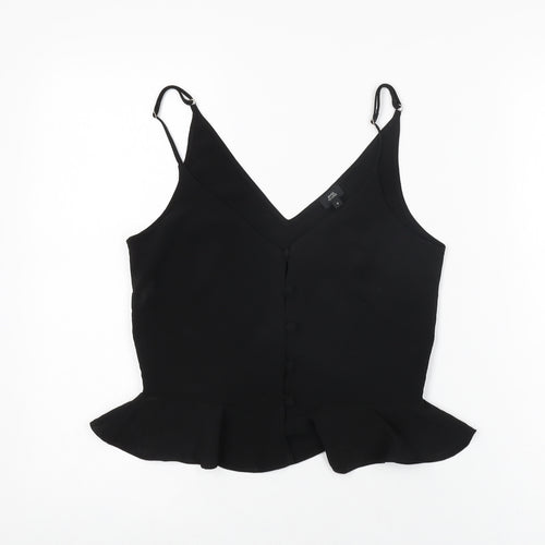 River Island Womens Black Polyester Basic T-Shirt Size 8 V-Neck